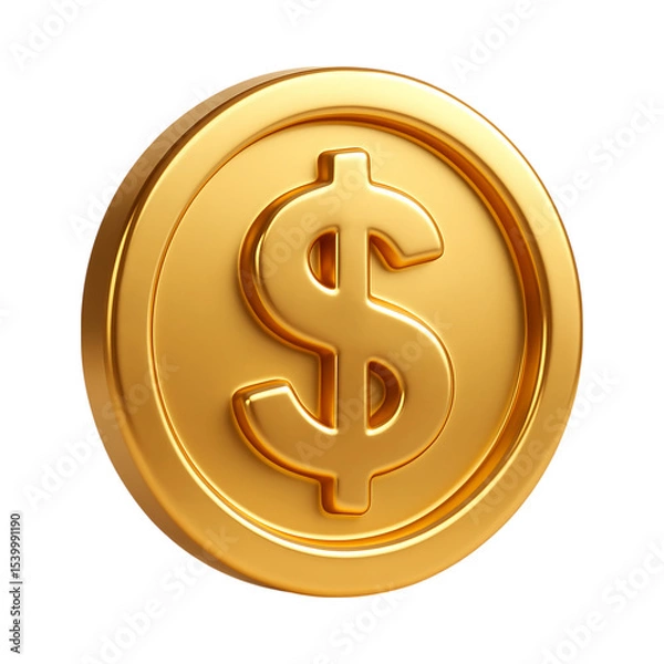 Fototapeta Shiny dollar coin symbolizing wealth and prosperity