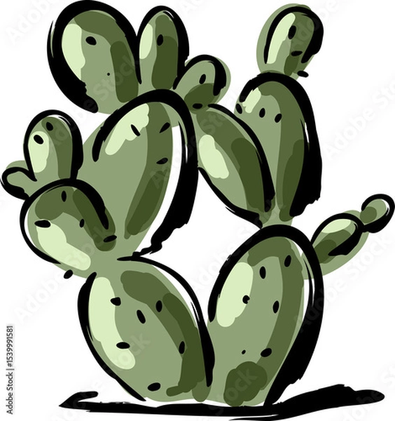 Fototapeta Desert  Cactus  hand drawn  tropical illustration Element