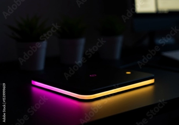 Fototapeta Close-up of a Modern LED Light Device with Vibrant Colors