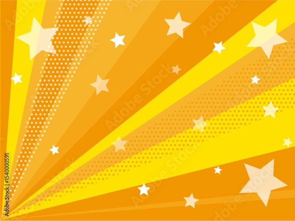 Obraz ポップな集中線とキラキラした星の背景素材
