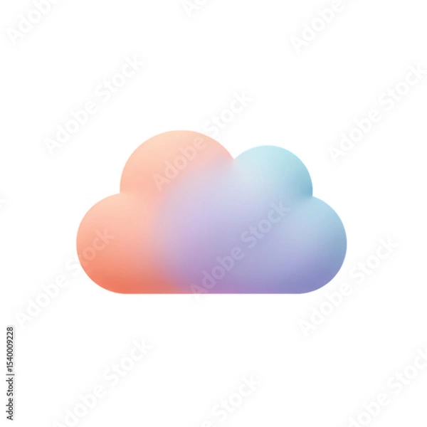 Obraz Pastel Cloud Icon A Soft Gradient Cloud Illustration isolated on transparent baackground