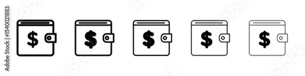 Fototapeta Dollar wallet icon isolated vector on white background set