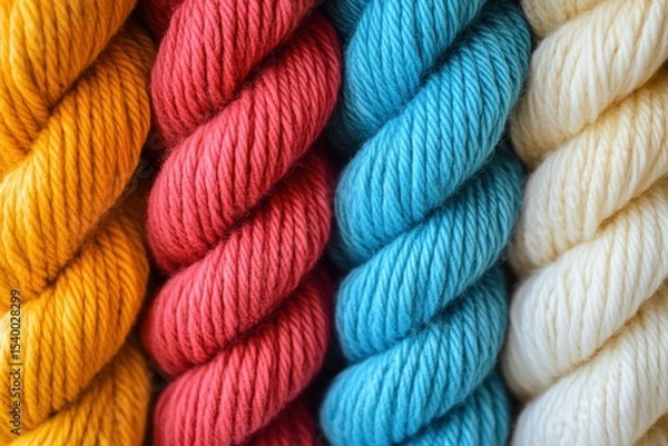 Fototapeta Colorful yarn balls showing wool texture creating a textured background