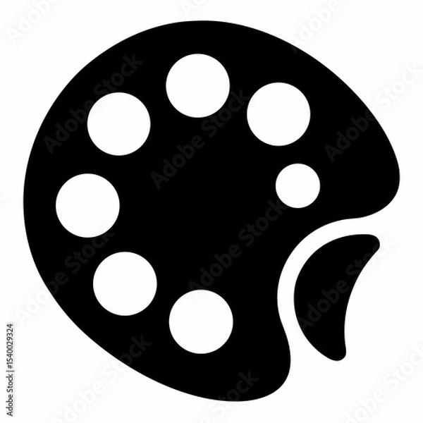 Obraz Paint palette vector black silhouette on white background