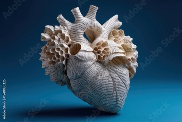 Fototapeta Anatomical heart made of book pages representing love for reading
