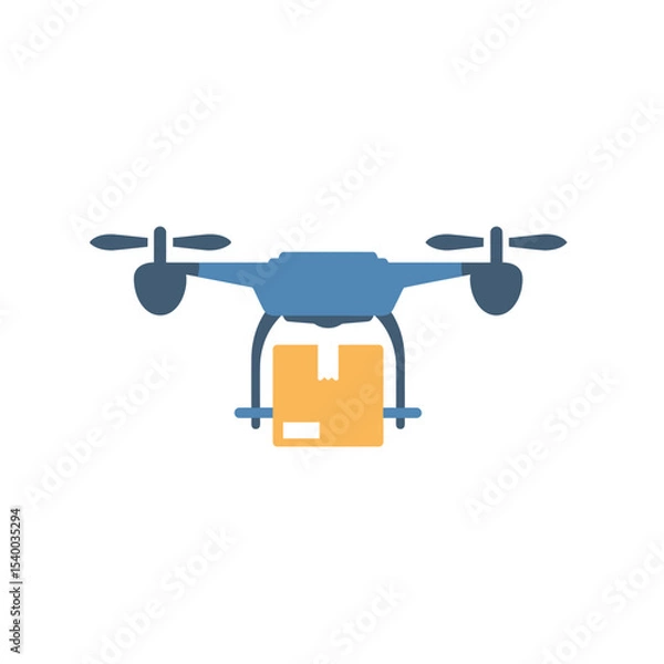 Obraz Drone Delivery System: Quadcopter Transporting Package.
