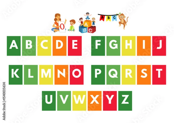 Obraz Colorful alphabet blocks for children's education and play