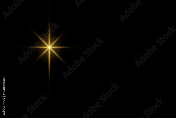 Fototapeta Bright sparkle and glow overlay effect with black background. Golden light, twinkle, and flare create a festive magical atmosphere perfect for overlays and celebration designs.
