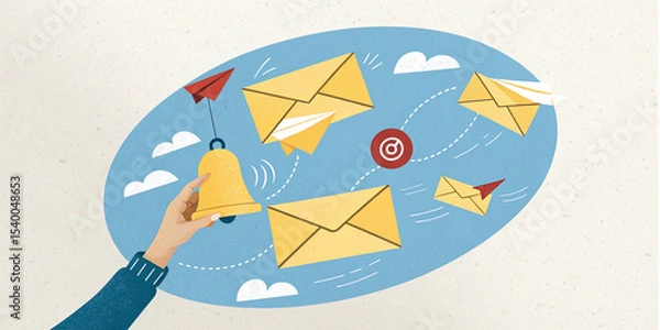Fototapeta Creative Concept Depicting a Hand Holding a Yellow Envelope Representing Important Correspondence