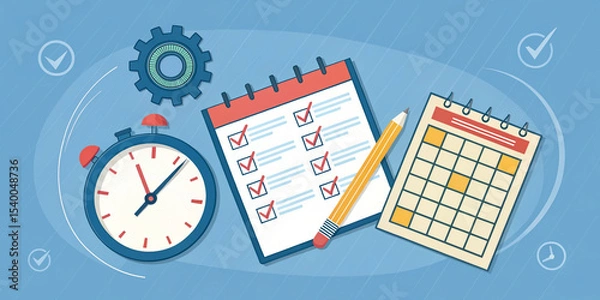 Fototapeta Engaging Creative Illustration of Productivity Tools with Colorful Elements