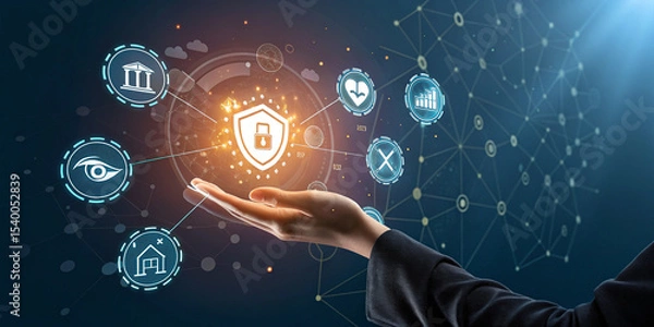 Fototapeta Innovative Cybersecurity Concept Featuring Zero Trust Model Icons and Visuals