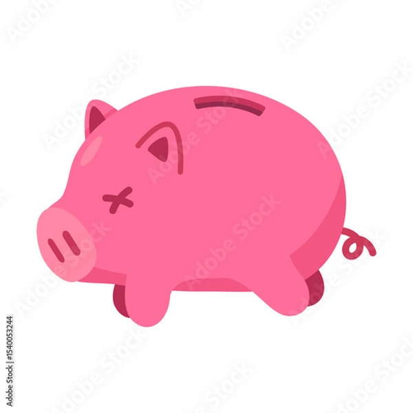 Obraz Cute Pink Piggy Bank Illustration on White Background for Financial and Savings Concepts