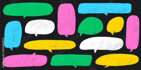 Fototapeta Crayon Speech Bubble Frame. Vector Chalk Talk Balloon. Colorful Dialog Chat Illustrations