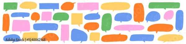 Fototapeta Crayon Speech Bubble Frame. Vector Chalk Talk Balloon. Colorful Dialog Chat Illustrations