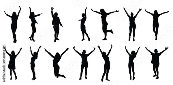 Fototapeta Silhouettes happy women vector illustration
