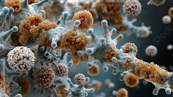 Fototapeta Exploring the Microscopic World of Pathogen Cells: A Close Up View from the Medical Laboratory