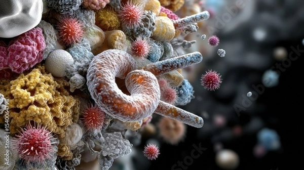 Fototapeta Exploring the Remarkable World of Spiral-Shaped Spirochete Bacteria Through High Magnification in Medical Laboratory Experiments
