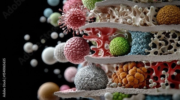 Fototapeta Exploring the Vibrant World of Bakery Creations: A Detailed Close-Up of a Colorfully Decorated Cake