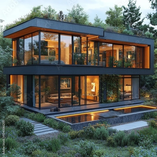 Fototapeta Digital basics, planning the modern green home. Generative AI