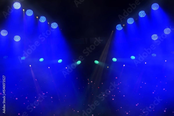 Obraz A light show with many lights in the air. The lights are blue and purple. The lights are in the air and are not on the ground