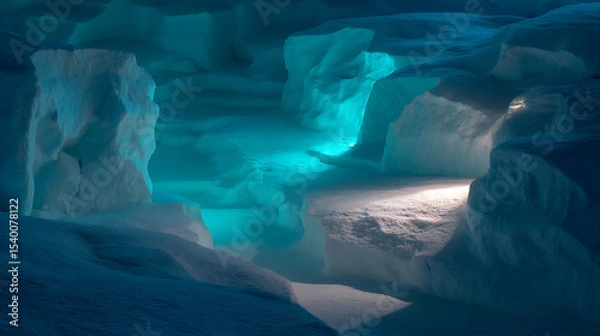 Obraz Enchanting ice cave arctic winter wonderland glacial blue