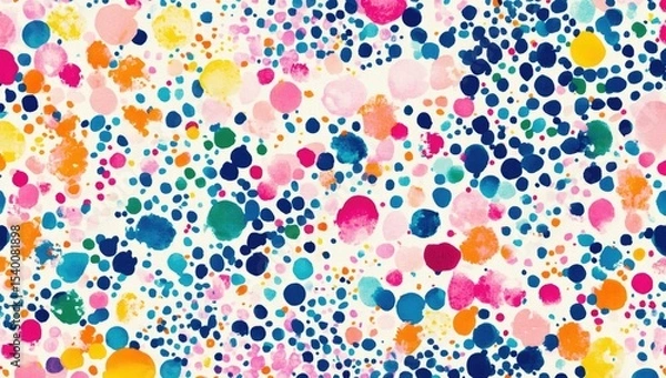 Fototapeta Abstract pattern of vibrant,  watercolored dots