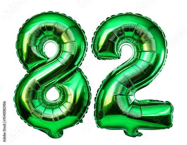 Obraz 数字の82の形の緑色の風船（Number 82 green foil balloon on white background）
