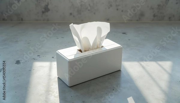 Obraz Tissue Box on Concrete Surface in Sunlight - Still Life