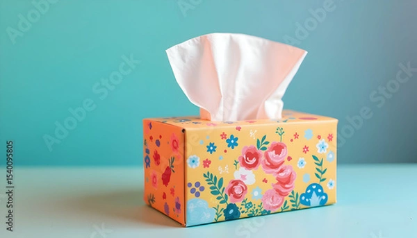 Obraz Tissue Box with Floral Design on Colorful Background
