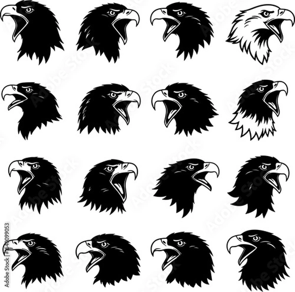 Obraz Eagle Head Group_Silhouette Vector_0001.eps