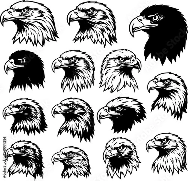 Obraz Eagle Head Group_Silhouette Vector_0004.eps