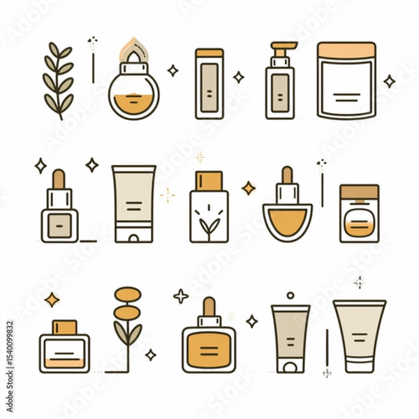 Obraz A minimal cosmetic icon for online usage - with clean, thin lines, a cohesive icon set, and modern skincare branding.