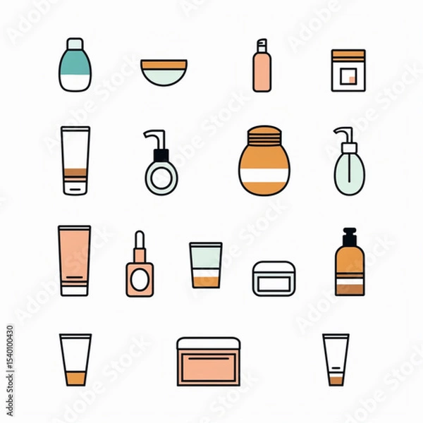 Obraz Minimalist cosmetic icon for website - ultra clean, thin lines, cohesive icon set, modern skincare branding