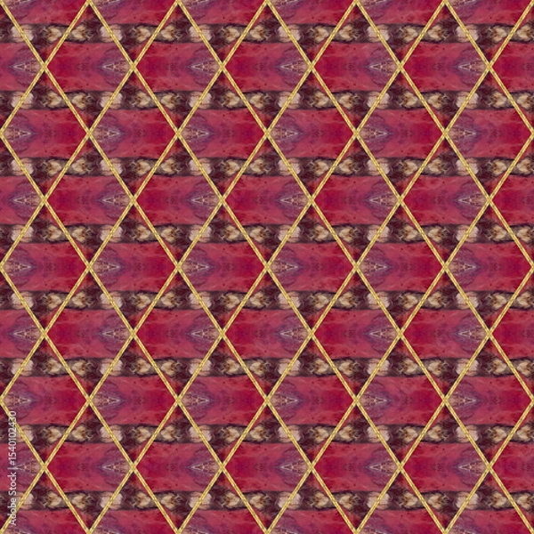 Fototapeta Ceramic tile. Jasper stone. Oriental ornament. Geometric seamless pattern. Illustration in stained glass style. Geometric openwork. Zigzag. Print for wallpaper, wrapping, textile. Jasper tile pattern.