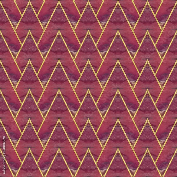 Fototapeta Ceramic tile. Jasper stone. Oriental ornament. Geometric seamless pattern. Illustration in stained glass style. Geometric openwork. Zigzag. Print for wallpaper, wrapping, textile. Jasper tile pattern.
