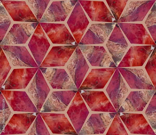 Fototapeta Seamless ceramic tile. Jasper tile pattern. Mosaic, illustration. Seamless rhombus pattern. Endless pattern, for ceramic tile, wallpaper, linoleum, textile, shirts, linens or web page background.