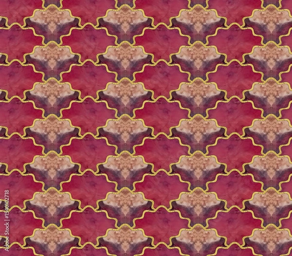 Fototapeta Zigzag seamless lattice pattern. Geometric background. Honeycomb. Seamless tracery for paper, wallpaper, textile. Inlay. Stained glass for interior. Art Deco. Jasper tile pattern. Oriental pattern.