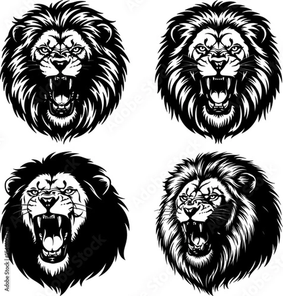 Obraz Lion Roaring Head_Silhouette Vector.eps