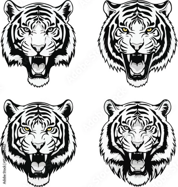 Obraz Tiger Roaring Head_Silhouette Vector 2.eps