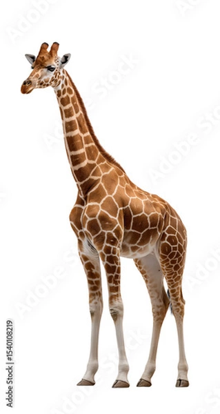 Obraz Giraffe The Tallest Land Animal with Unique Coat Pattern on isolated background, generative ai