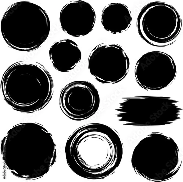 Obraz Brush Style Circle Designs_Silhouette Vector 002.eps