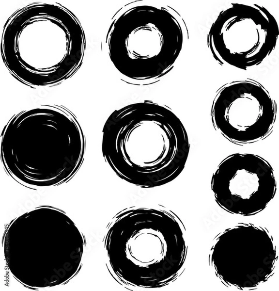 Obraz Brush Style Circle Designs_Silhouette Vector 001.eps