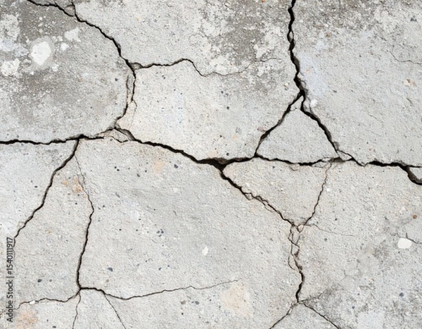 Fototapeta Cracked Concrete Surface with Visible Fractures