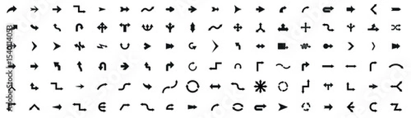 Fototapeta Arrows set of 108 black icons. Arrow icon. Cursor vector collection.