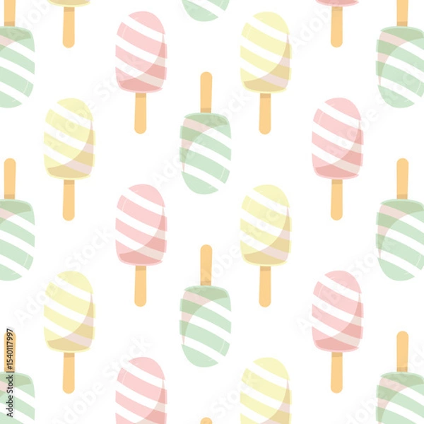 Fototapeta Seamless cold ice cream hot summer illustration background pattern in vector
