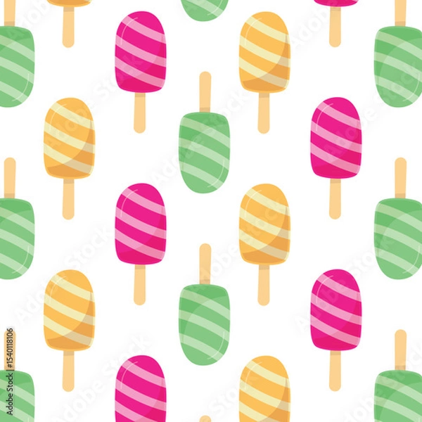 Fototapeta Seamless cold ice cream hot summer illustration background pattern in vector