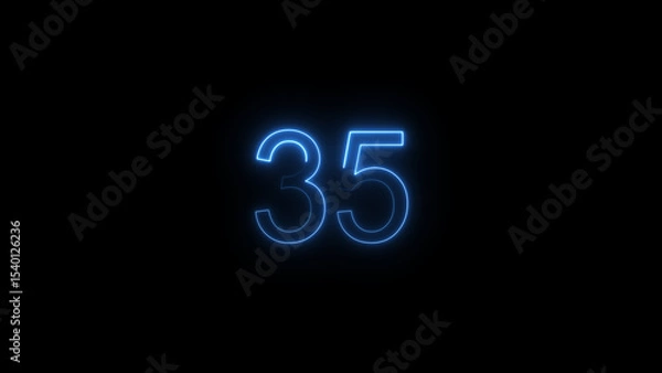 Fototapeta A glowing neon 35 number illustration . on a black background. and creating a illustration stunning 4k illustration .