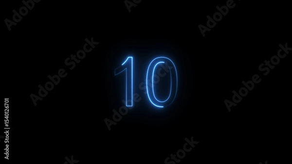 Fototapeta A glowing neon 10 number illustration . on a black background. and creating a illustration stunning 4k illustration .