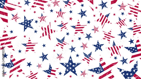 Fototapeta Vintage style us flag star shape pattern, american flag wallpaper vector graphic. Usa freedom flag background to use for 4th july independence day holiday, memorial day projects. 