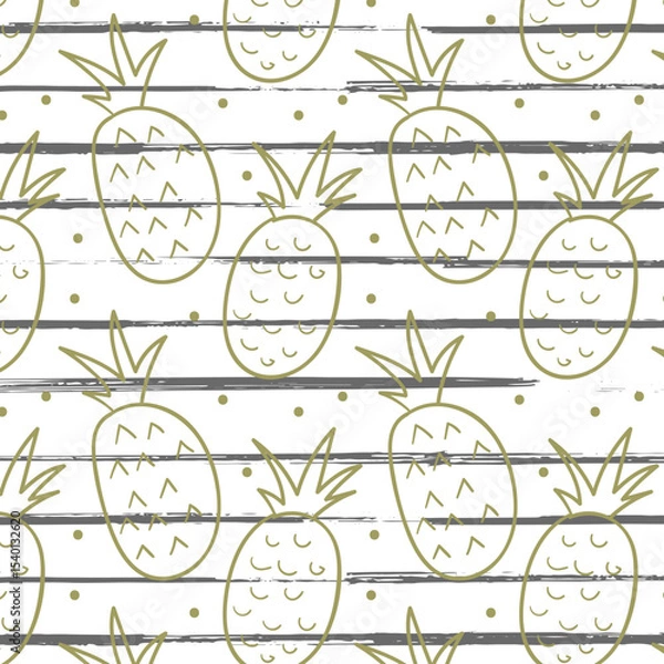 Fototapeta Seamless pineapple pattern for textile fabric or wallpaper backgrounds